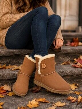 Women’s Cozy Shearling-Lined  Suede Booties size 5